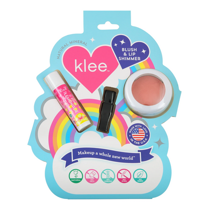 Klee Naturals Blush+Lip Shimmer Set (Honey Pink Buzz) 天然礦物胭脂及唇蜜組合 (珊瑚色)