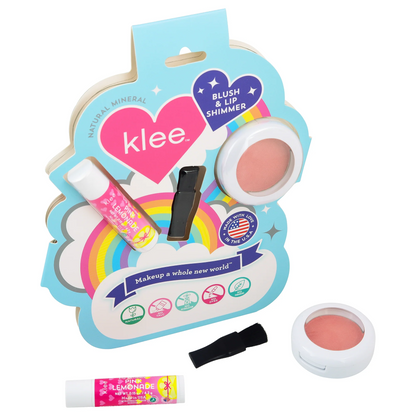 Klee Naturals Blush+Lip Shimmer Set (Honey Pink Buzz) 天然礦物胭脂及唇蜜組合 (珊瑚色)