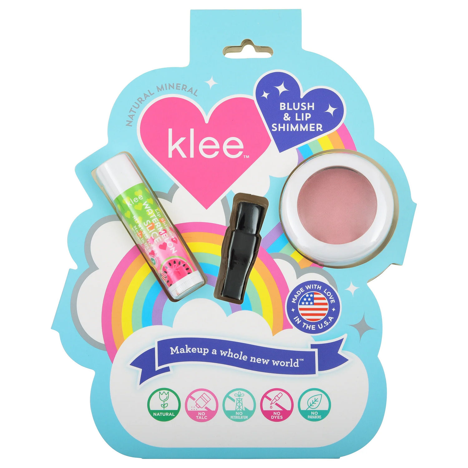 Klee Naturals Blush+Lip Shimmer Set (Sugar Drop Glow) 天然礦物胭脂及唇蜜組合 (珊瑚絨色)