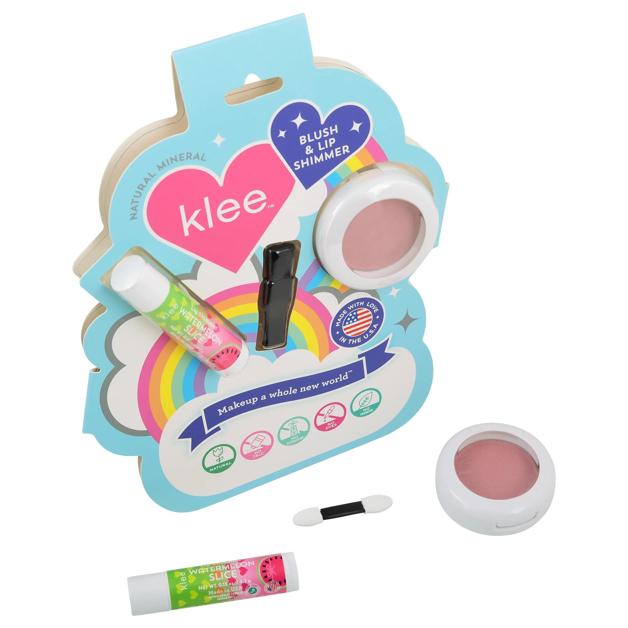 Klee Naturals Blush+Lip Shimmer Set (Sugar Drop Glow) 天然礦物胭脂及唇蜜組合 (珊瑚絨色)