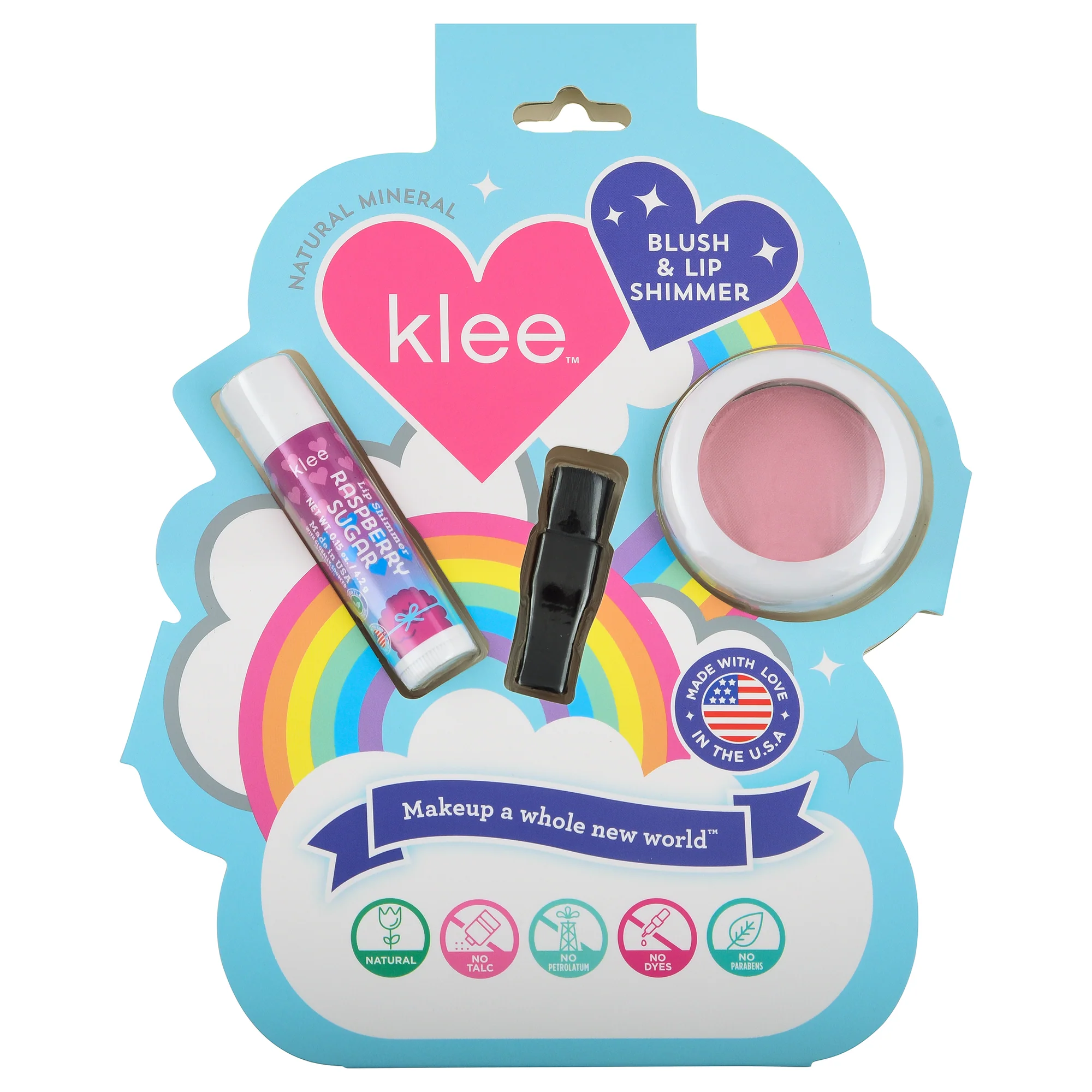 Klee Naturals Blush+Lip Shimmer Set (Cotton Candy Whisper) 天然礦物胭脂及唇蜜組合 (淺粉紅色)