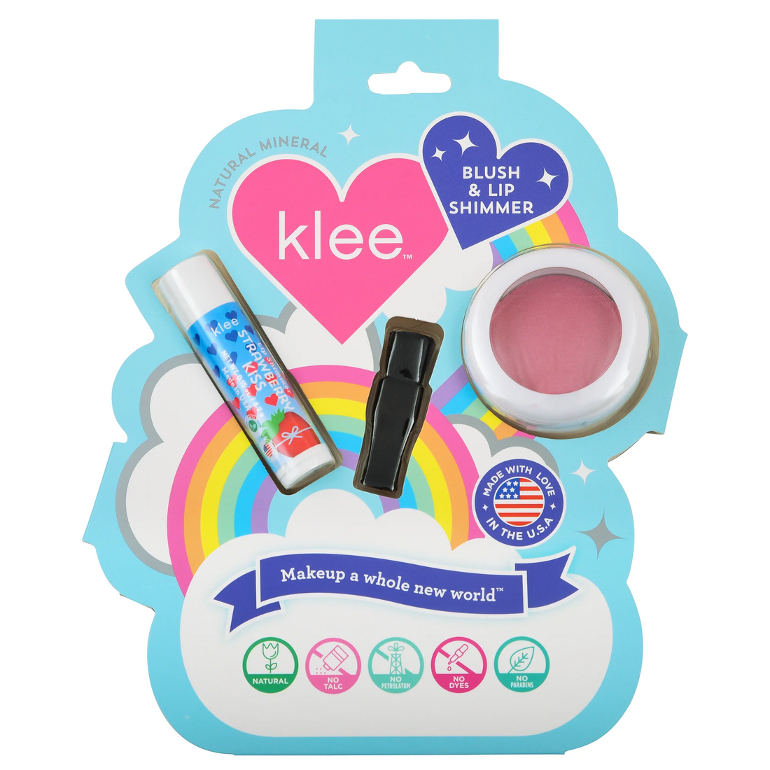 Klee Naturals Blush+Lip Shimmer Set (Sweet Cherry Spark) 天然礦物胭脂及唇蜜組合 (粉紅色)