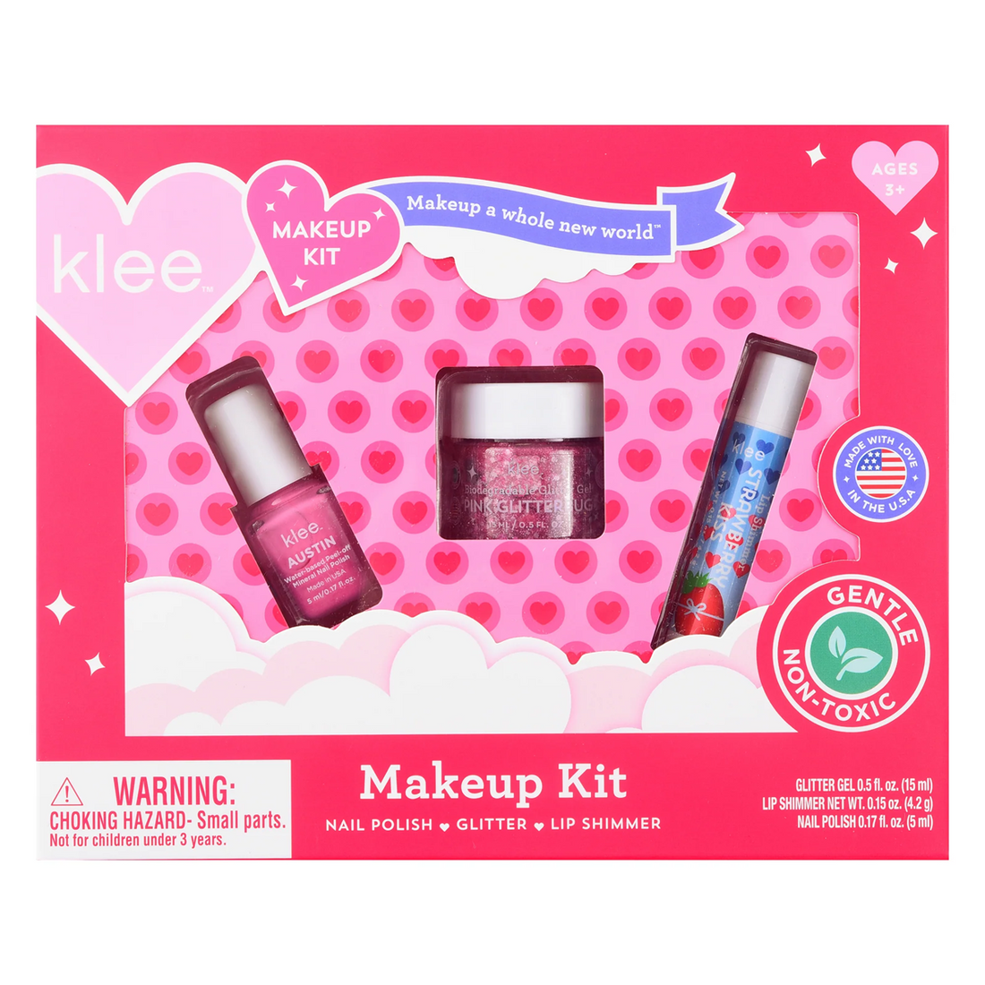 Klee Mini Makeup Kit 3PC (Sweetheart Smooches) 迷你指甲油彩妝3件組合 (甜心之吻)