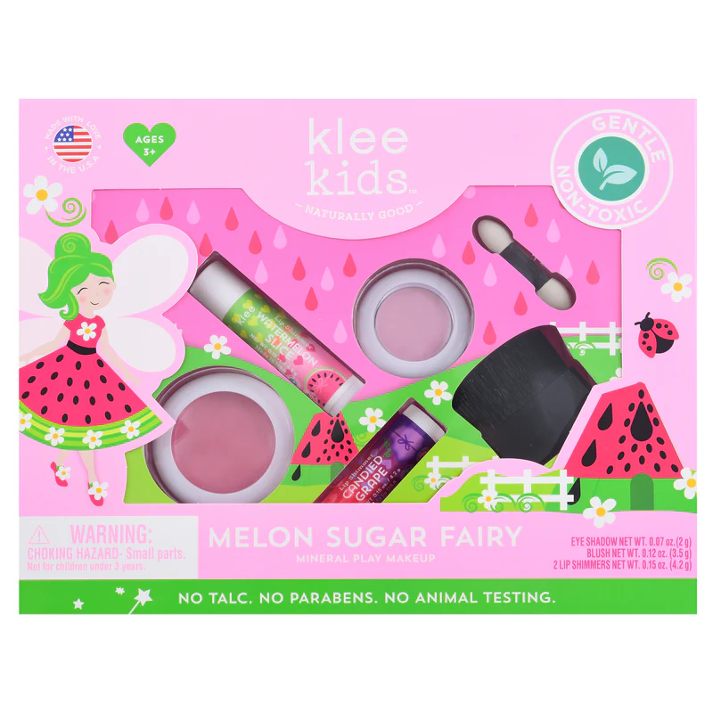 Klee Kids Pressed Powder 4PC Kit (Melon Sugar Fairy) 天然礦物彩妝4件組合 (西瓜精靈)